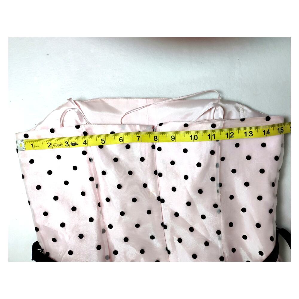 Papell Boutique Womens Pink 50s Boned Strapless Polka Dot Chiffon Dress 8 - Picture 8 of 16